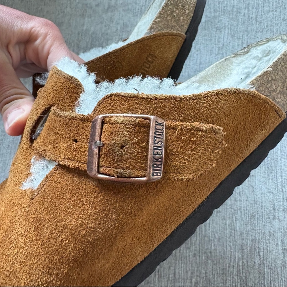 Birkenstock Boston Sherpa Clog Slides - Picture 3 of 5